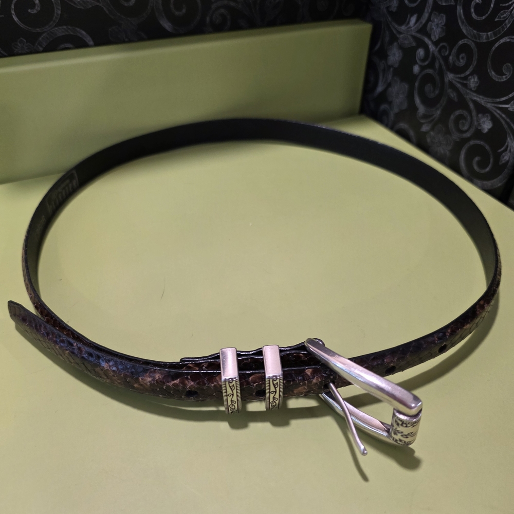 Brighton Classics C3608 Women's size M/30 Brown Skinny Reptile Embossed Belt